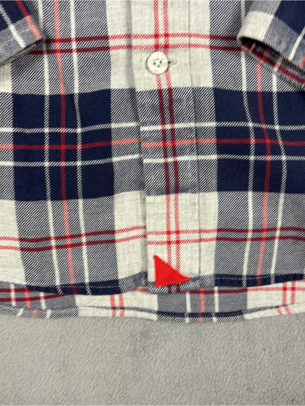 UNTUCKit Campeneta Plaid Shirt Large Tall Slim Cotton Navy Red Button Down - Picture 3 of 9